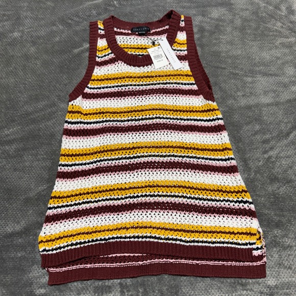 Sanctuary Tops - NWT Sanctuary The Artist Knit Tank Top Henna Striped Crochet Sweater Vest